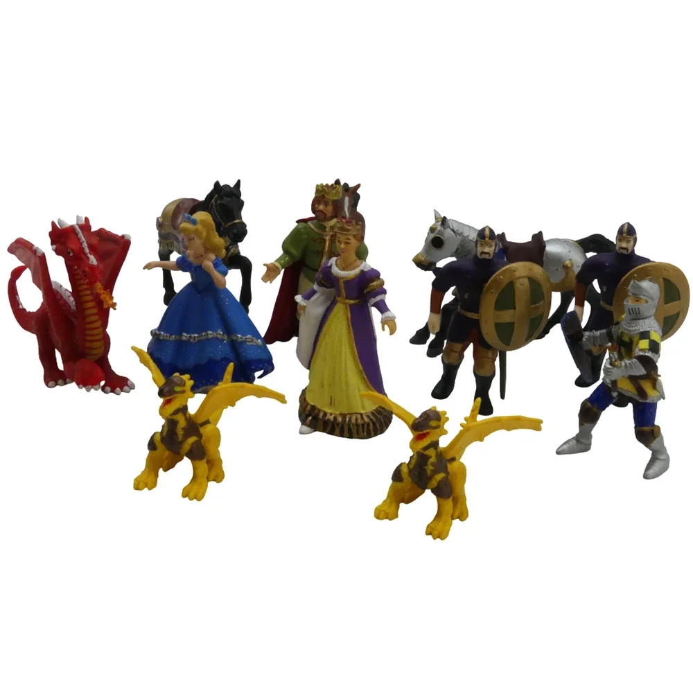 Lot of 12 Fantasy Medieval Figure Collection Dragons Knights Princess Horse Toy